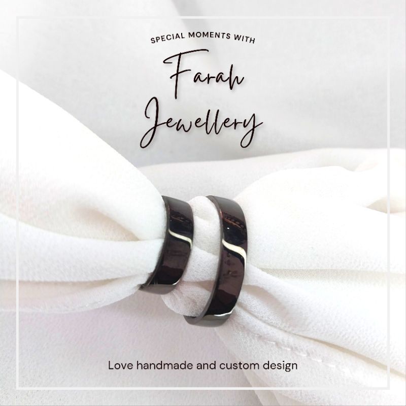 Cincin Couple Nikah Tunangan Cincin Palladium Cincin Emas Cincin Hitam Free Box Ukir Nama Laser Gara