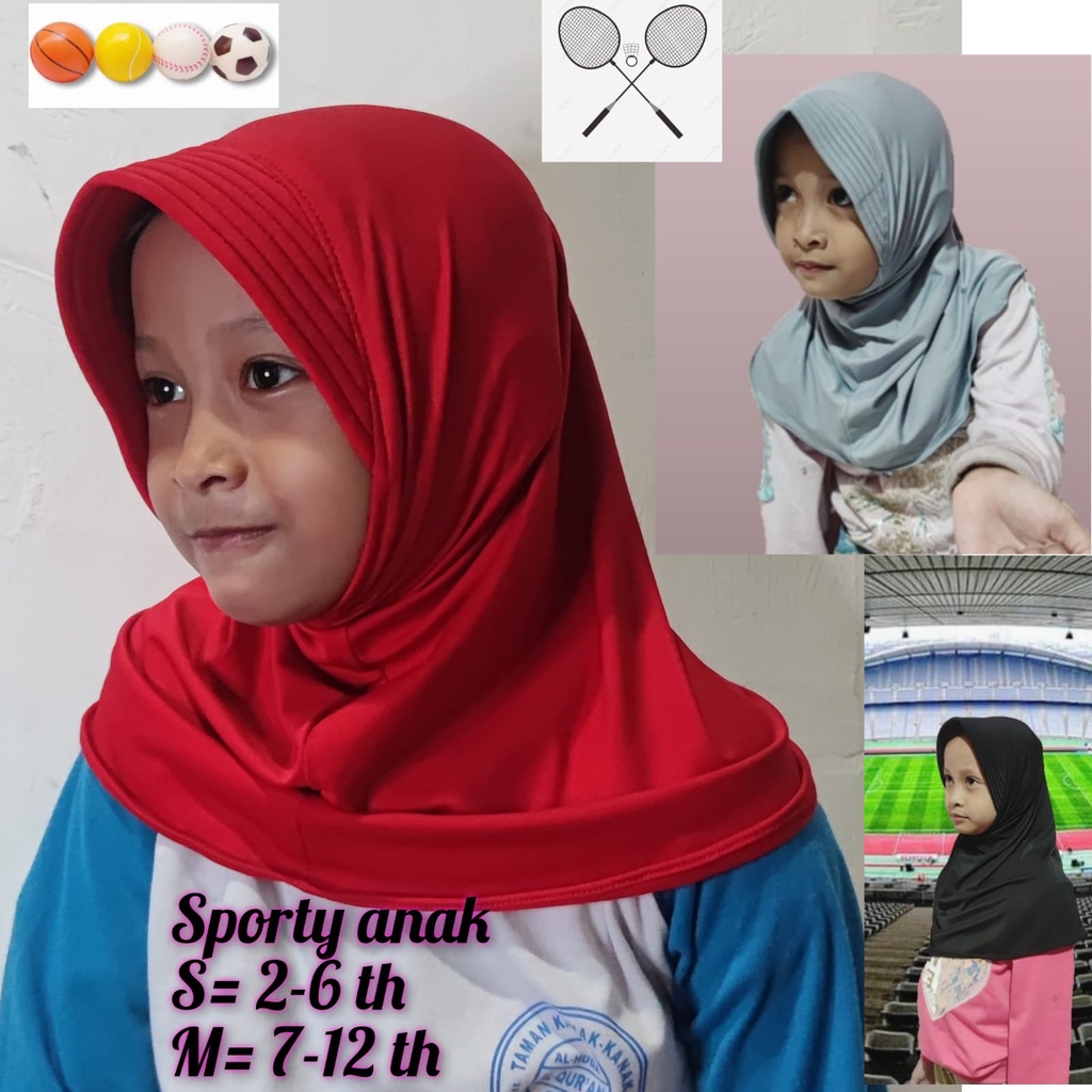 bergo anak 2-11 tahun jilbab anak olahraga hijab anak sport putri jilbab sekolaha anak