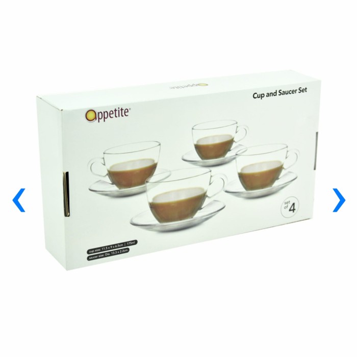 Terlaris Oppetite 175Ml 4 Pcs Cangkir Dan Tatakan Saucer Set