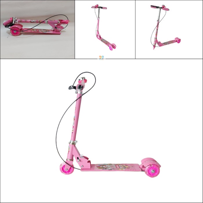 Scooter Skuter Otoped Anak Dengan Rem Bel Lampu Roda Belakang - Pink (J6D7) Ada Tempat Duduk Bisa CO