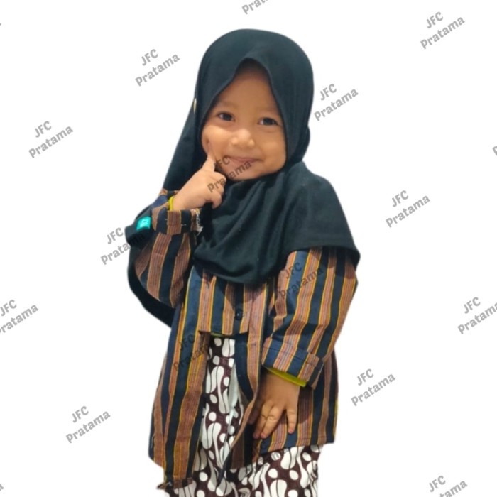 Kebaya Baju Surjan Anak Cewek Perempuan Wanita Lurik Pakaian Adat L M3E5 Kebaya lamaran TERPOPULER D