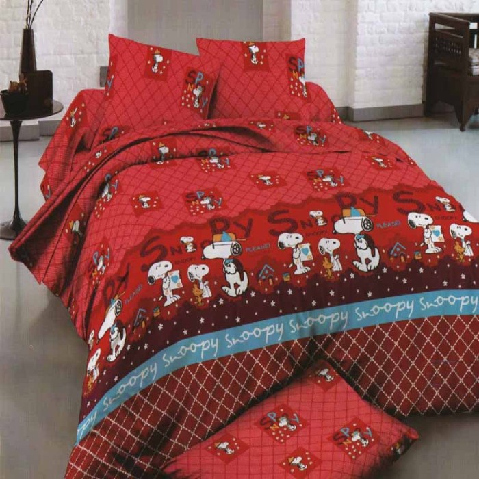 Sprei Rosewell Seprei Microtex Disperse 160x200cm - Snoopy(W7Y7) Sprei Kain Katun Halus Berkualitas 