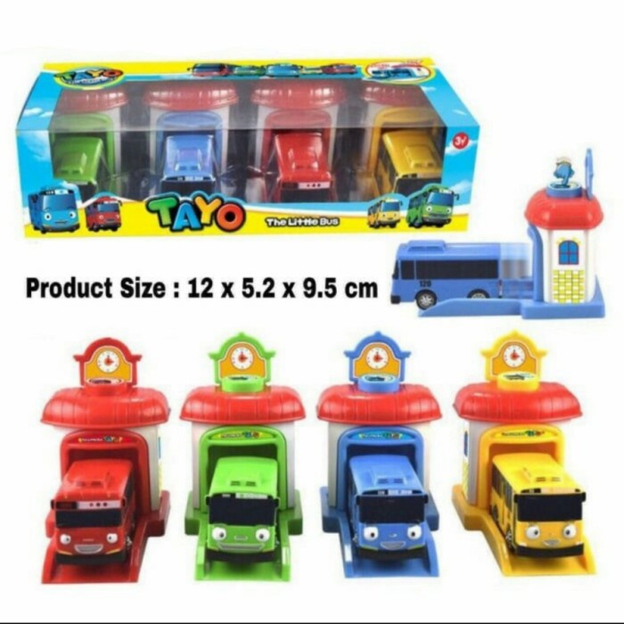 Must Have Mainan Mobil Tayo Garasi Set Isi 4 Pcs/ Mobil Tayo Garasi Dan Pelontar Terlaris