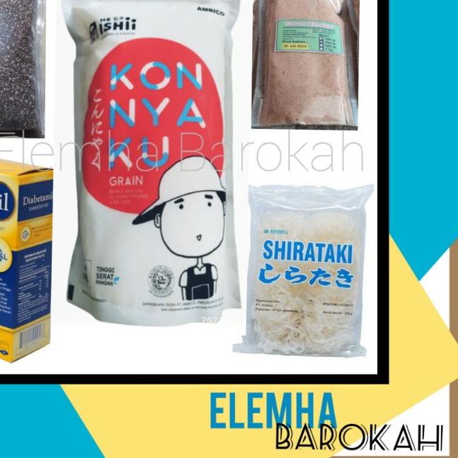 

Limited✔️⭐[AMBICO] - Paket Bundling - Beras Shirataki 1kg 1 kg / Mie Shirataki Kering 250gr /Diabetamil/Chia Seed/Garam Himalaya