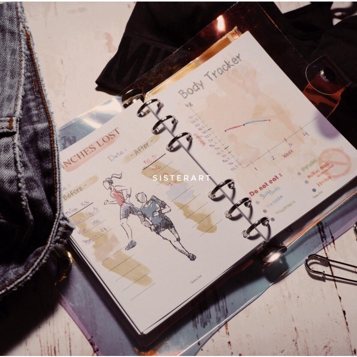 

TERLARIS Healthy set refill bullet journal diary memo note file hvs buku catata /BUKU TULIS
