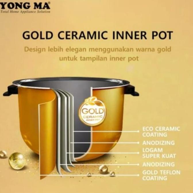 Panci Magic Com Yongma Gold Ceramic 2 Liter Ymc 801 / Smc 8017 Digital Soekisoeka