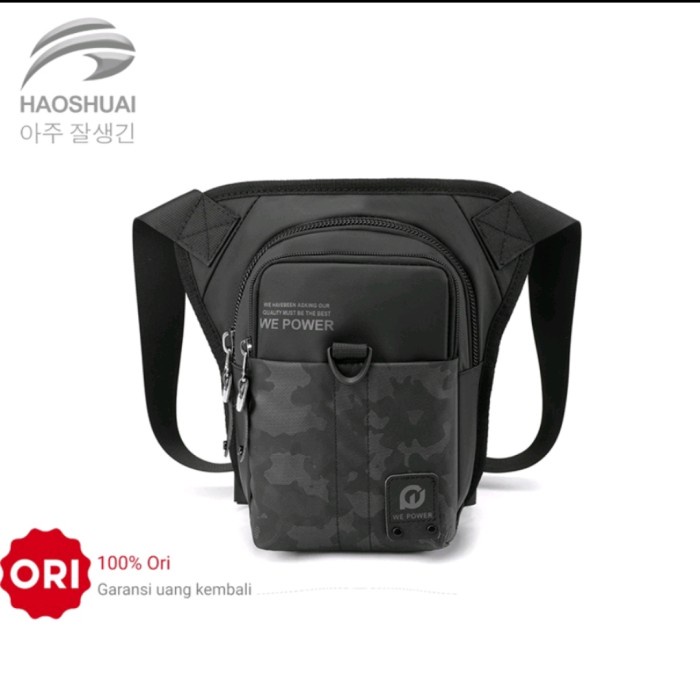 Tas Paha Tas Paha Pria HAOSHUAI 1783 Anti air Bahan Dolby lotto Coated - Hitam(C4Y4) tas selempang p
