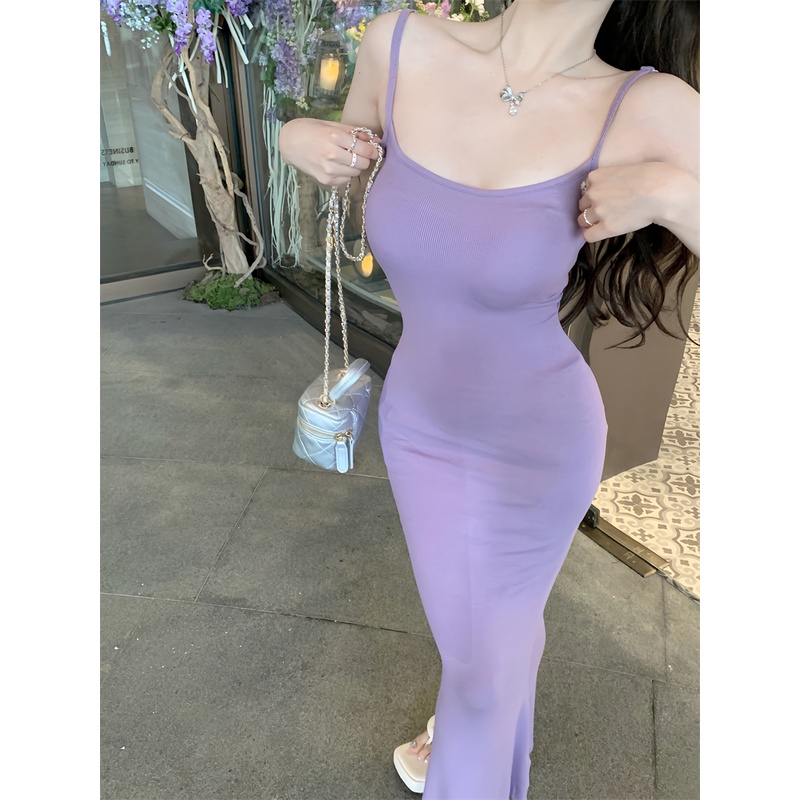 ☢∈Sexy hot girl suspender dress female summer slim and thin mermaid skirt bag hip long skirt temperamen high-end skirt