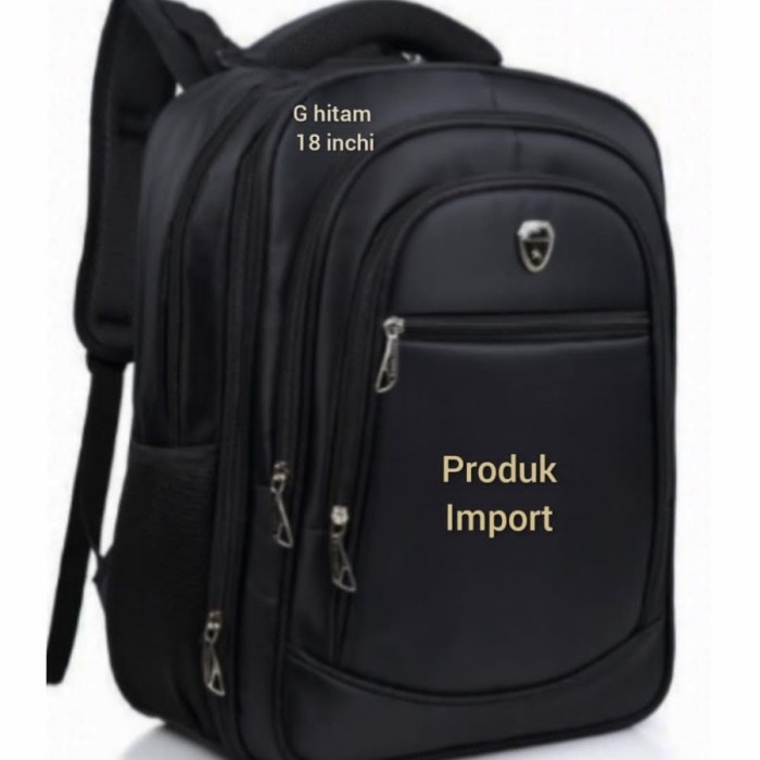 Tas ransel Tas Ransel Waterproof Pria backpack Polyester Nylon Free Raincover - Hitam(G2T0) tas rans