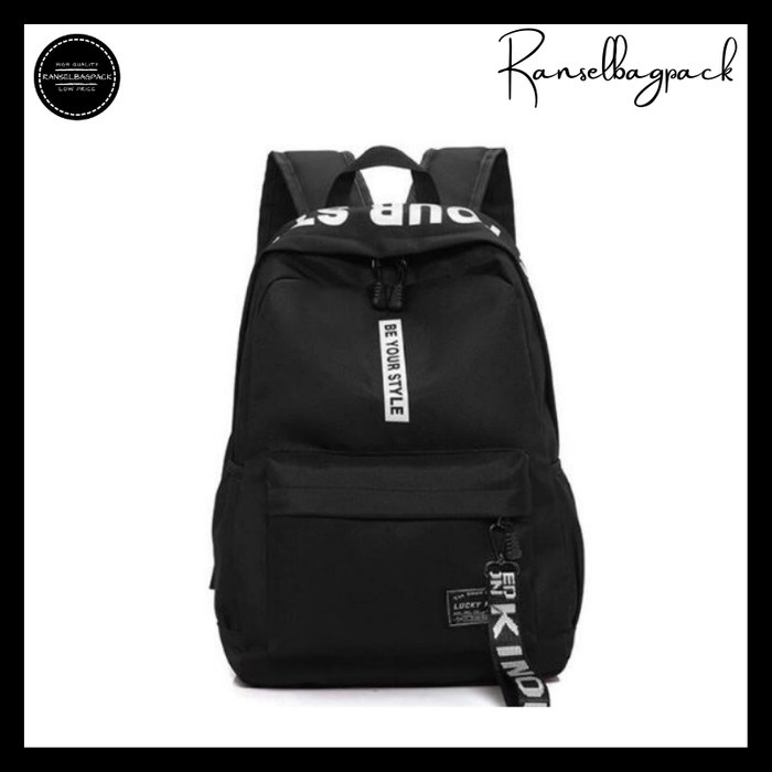 Tas ransel Tas Ransel Punggung Sekolah Kekinian Model Korea Stylish Murah Pria - Hitam(J3H0) ransel 