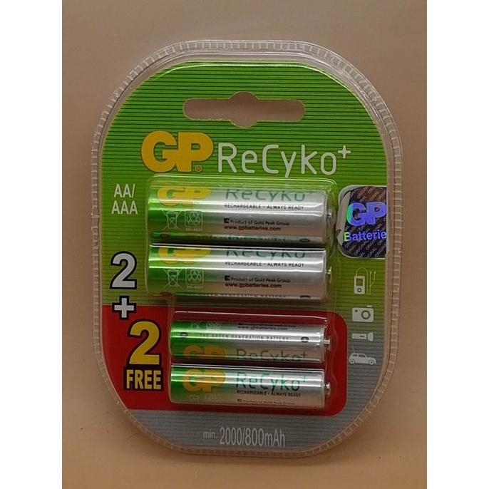Baterai Gp Combo Recyko Aa 2000Mah + Aaa 800Mah Rechargeable
