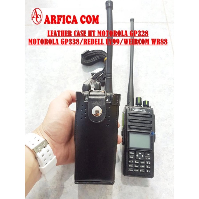 LEATHER CASE HT MOTOROLA GP 328 GP 338 REDELL UV 99 UV99 ICOM V86 WR88