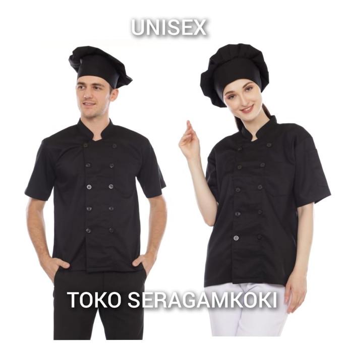 baju koki kancing hitam