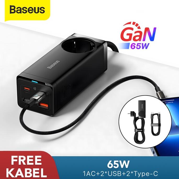 KEPALA CHARGER BASEUS 65W GAN3 PRO FAST CHARGER 4IN1 ADAPTOR USB TYPEC