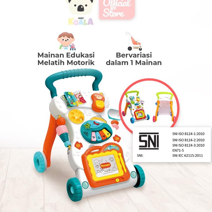 4)ZKY1-A BABYKOALA Baby Walking Coach mainan bayi dorong baby push walker dengan mainan anak latihan
