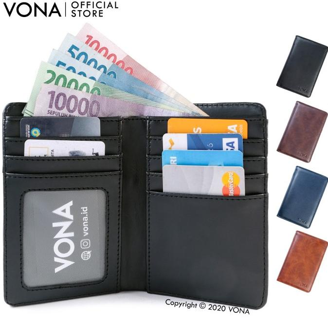 VONA Dompet Pria Wanita 3/4 Kulit PU Sintetis Dompet Kartu Asli - HAWK