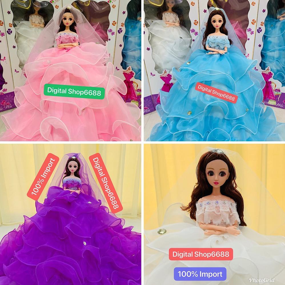 Gaun Pernikahan Boneka Barbie & LED Ukuran Tinggi 50cm