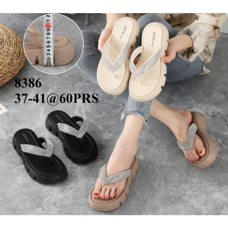 Sandal Wedges Jepit Glitter BlingBling  Mewah Sol Tebal  8386-1