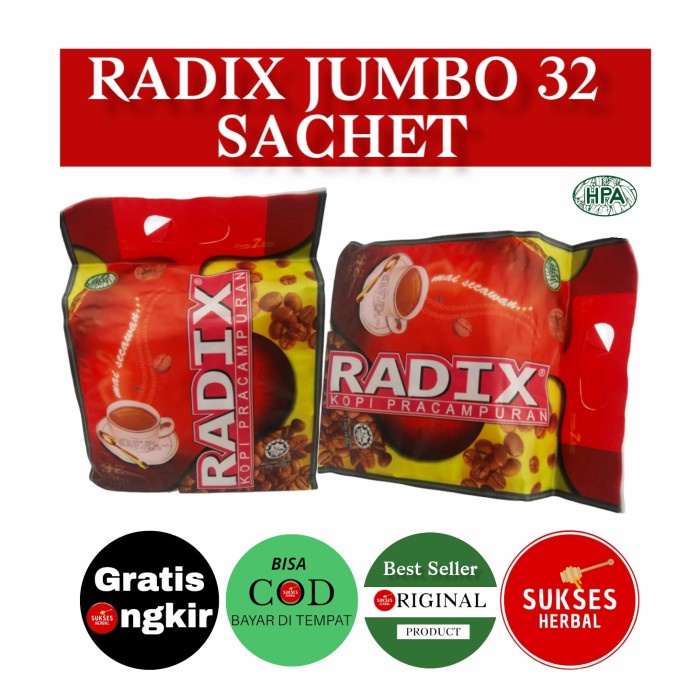 

BAYAR DITEMPAT Kopi Radix jumbo isi 32 sachet /KOPI EUBE/KOPI KAPAL API/KOPIBUBUK/KOPI ROBUSTA/KOPI