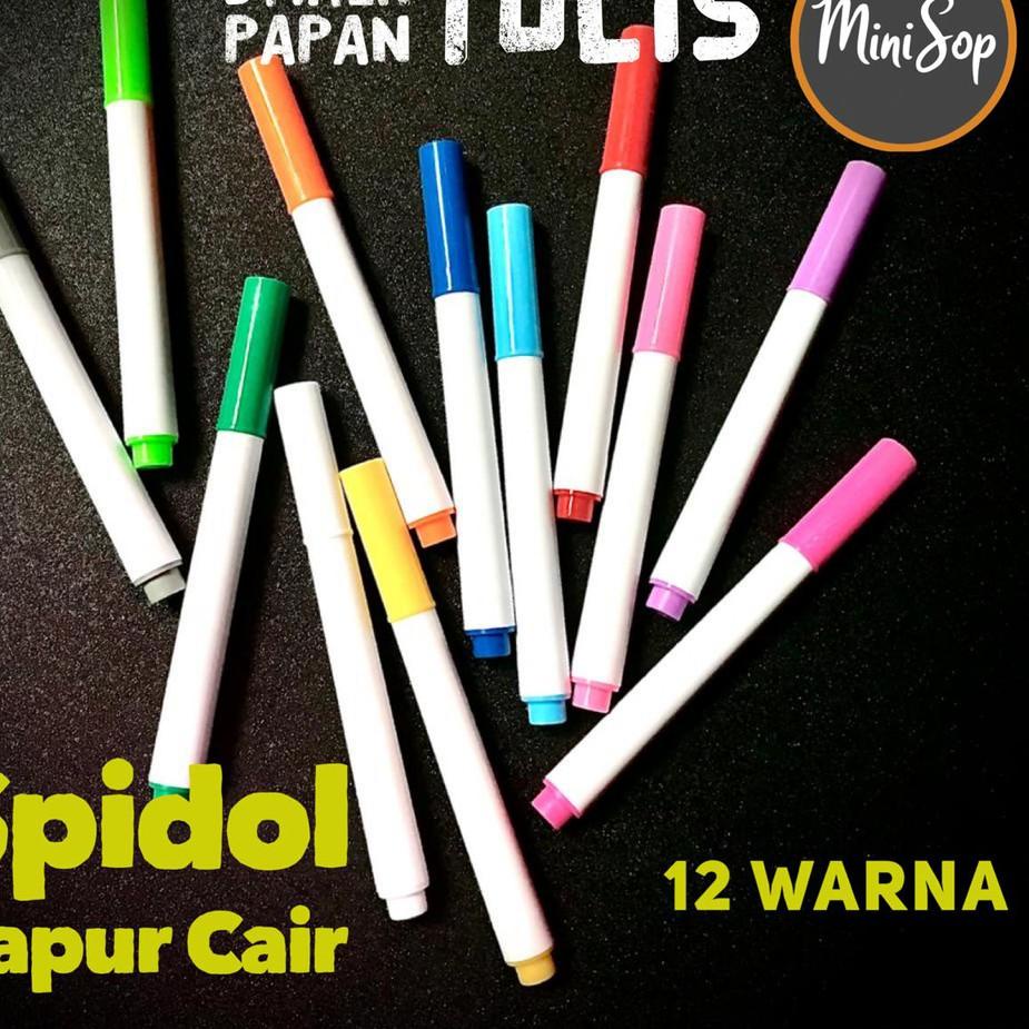 

6.6 Sale | KF7 | SPIDOL KAPUR CAIR CHALK LIQUID WATER BASE 12 WARNA UNTUK STIKER PAPAN TULIS