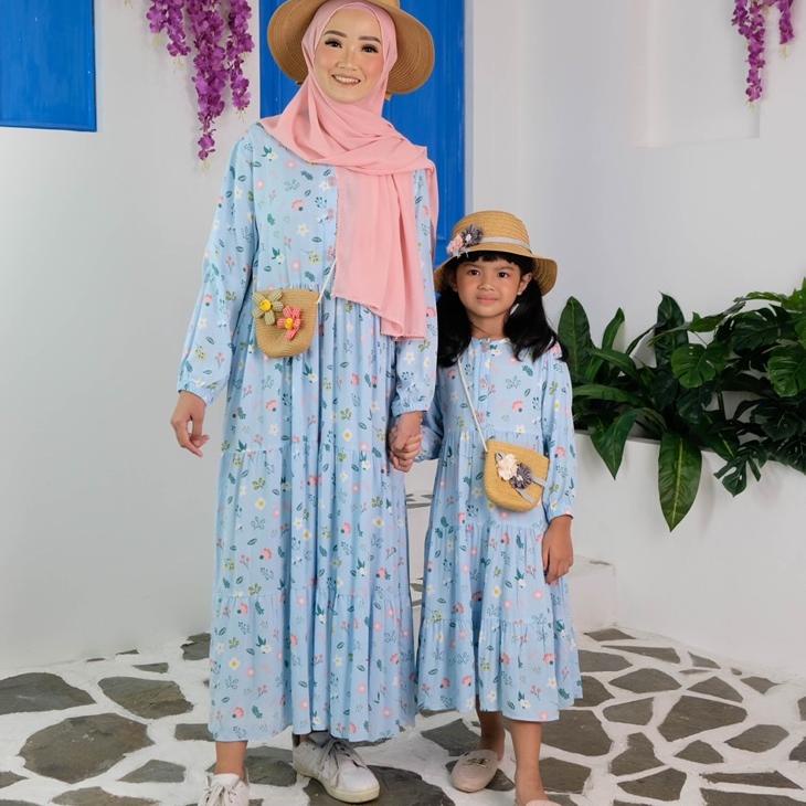 Discount 9f9Et TUNIK COUPLE MIDI DRESS COUPLE IBU DAN ANAK PEREMPUAN MIDI DRESS FLOWER