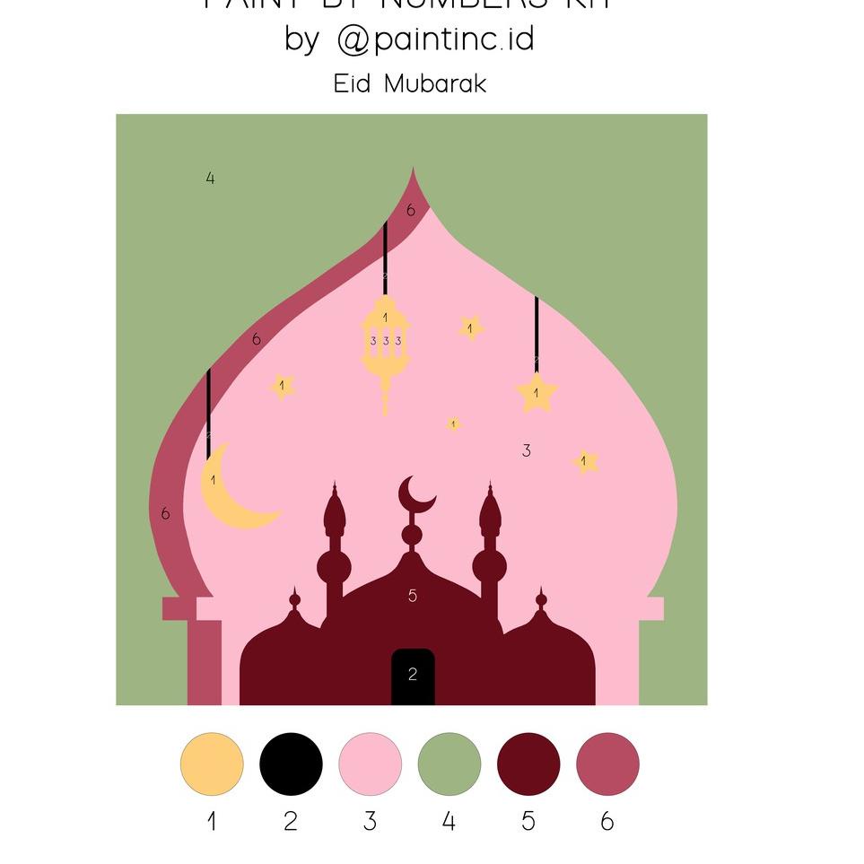 

Trendy2.2 Paint by Numbers Kit: Eid Mubarak | Paint Inc. ID | Painting Kit | Paint by Number | Gifts | Lebaran 231+