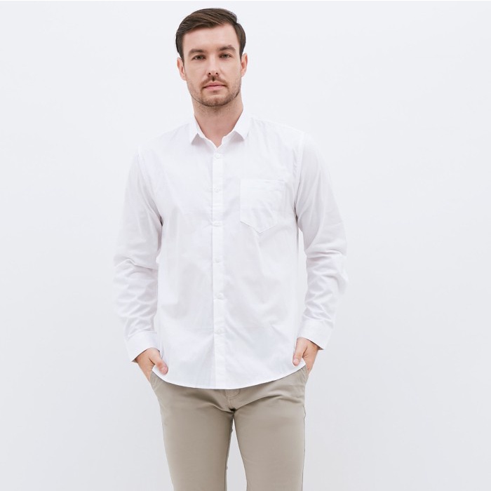 Kemeja Pria M231 Kemeja Pria Basic Warna Putih 1468A - M(M3U2) Kemeja Polos Pria Lengan Panjang Keme