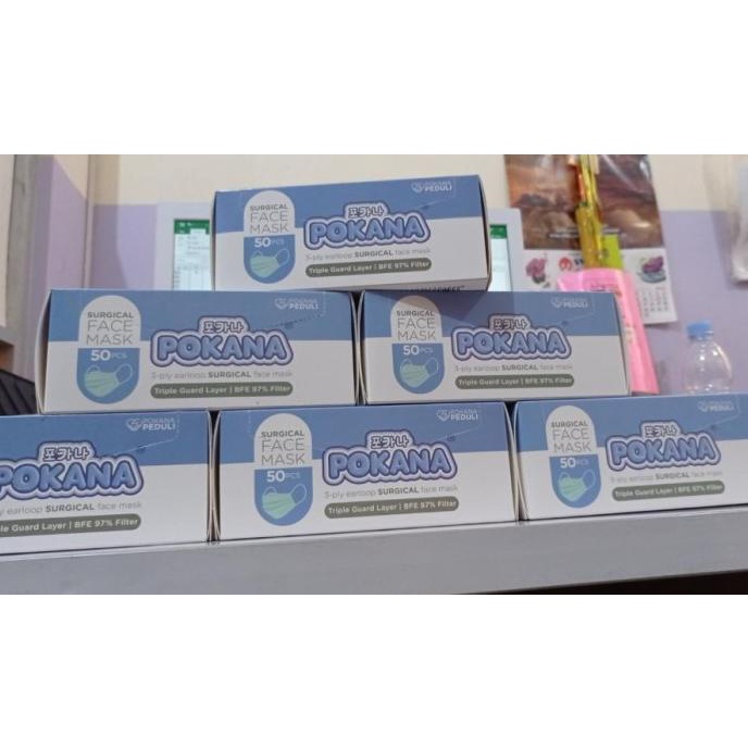 `````````] Pokana earloop surgical mask / masker medis 3 ply isi 50 pcs - Putih 5