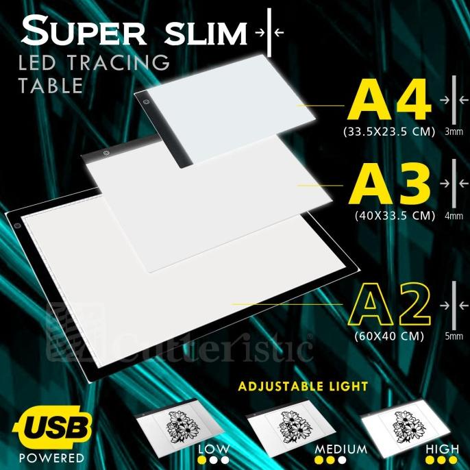 Tracing Board LED A4 A3, Papan Jiplak Light Pad Gambar Drawing