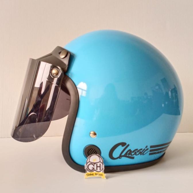 HELM BOGO RETRO DEWASA CEWEK COWOK HELM POLOS CLASSIC GARIS SNI
