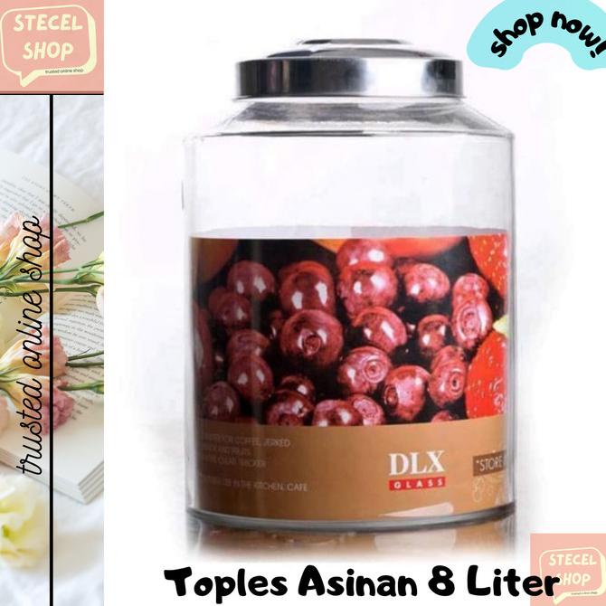 8 LITER DLX TOPLES KACA | TOPLES ASINAN | TOPLES KERUPUK KEDAP UDARA ---READY---
