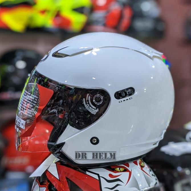 HELM KYT DJ MARU MAXI SOLID WHITE DOUBLE VISOR half face