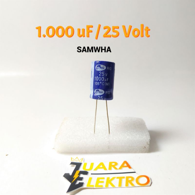 SAMWHA KAPASITOR ELCO 1000uF / 25V (1 Pcs) | Capasitor Elko 1000 uF/25 Volt