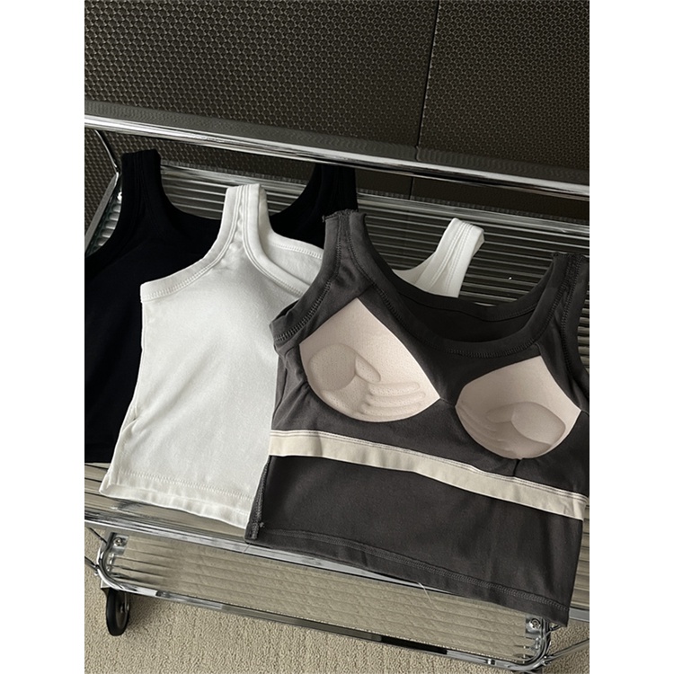 Red Sweet and spicy white slim-fit outerwear racer camisole women s summer with chest pad inner short sleeveless sports top