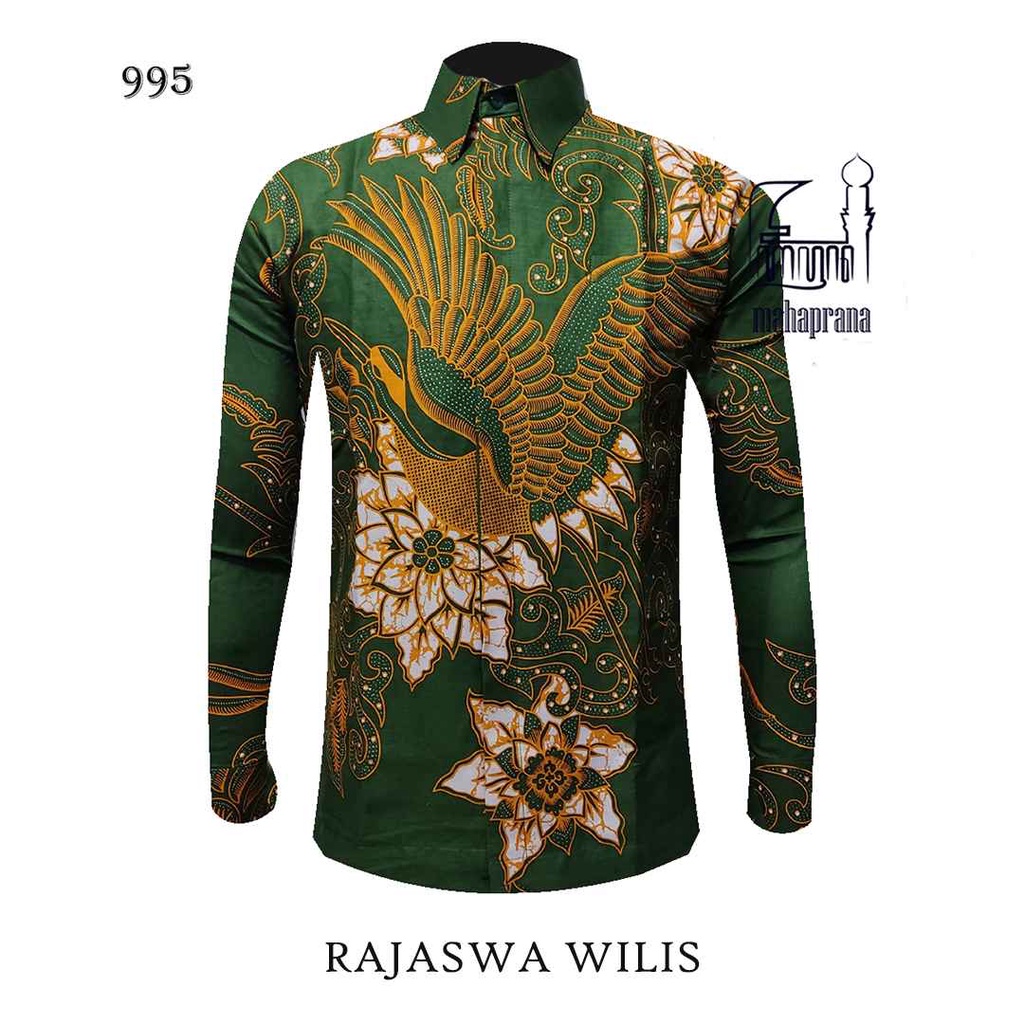 BATIK MAHAPRANA Motif RAJASWA WILIS Atasan Kemeja Batik Pria Lengan Panjang Full Furing MHP-995