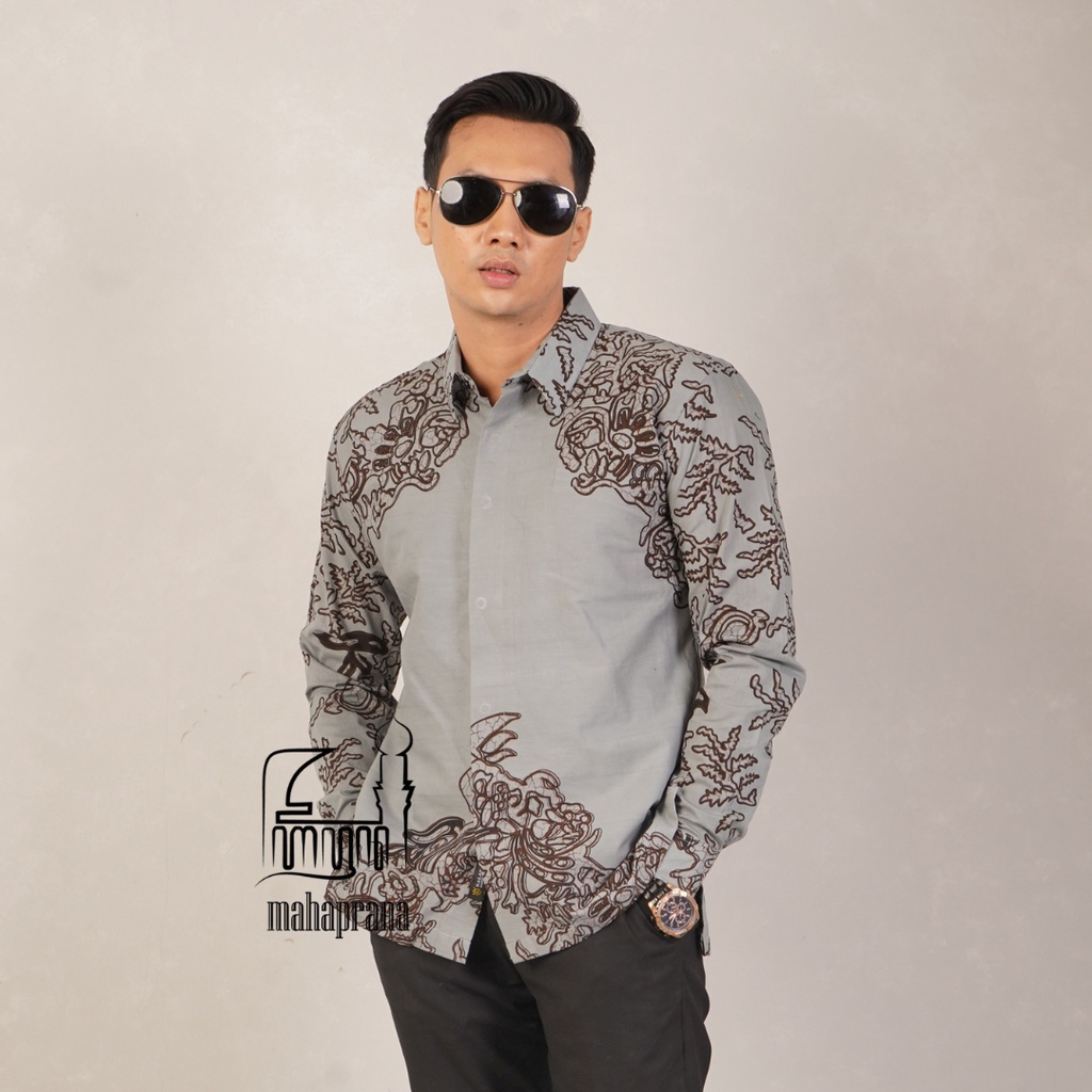 BATIK MAHAPRANA Motif JAGAWESTHI KLAWU Atasan Kemeja Batik Pria Lengan Panjang Full Furing MHP-197