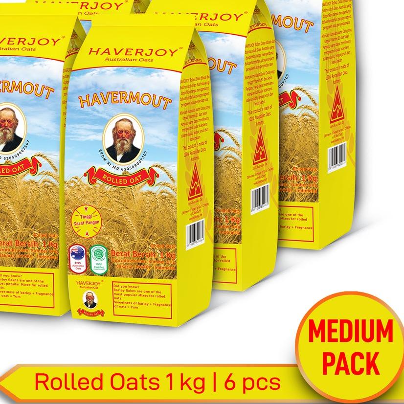 

Sale✔️✔️Haverjoy Medium Pack Rolled Oats 1kg - 6 Pcs
