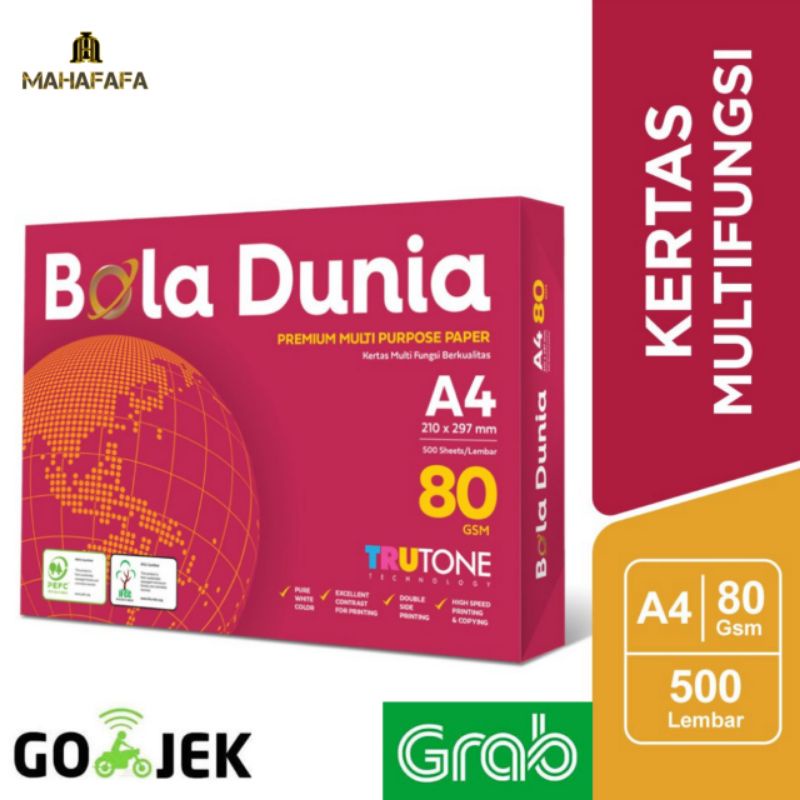 

Kertas A4 80 Gram Bola Dunia Rim (Gojek/Grab)