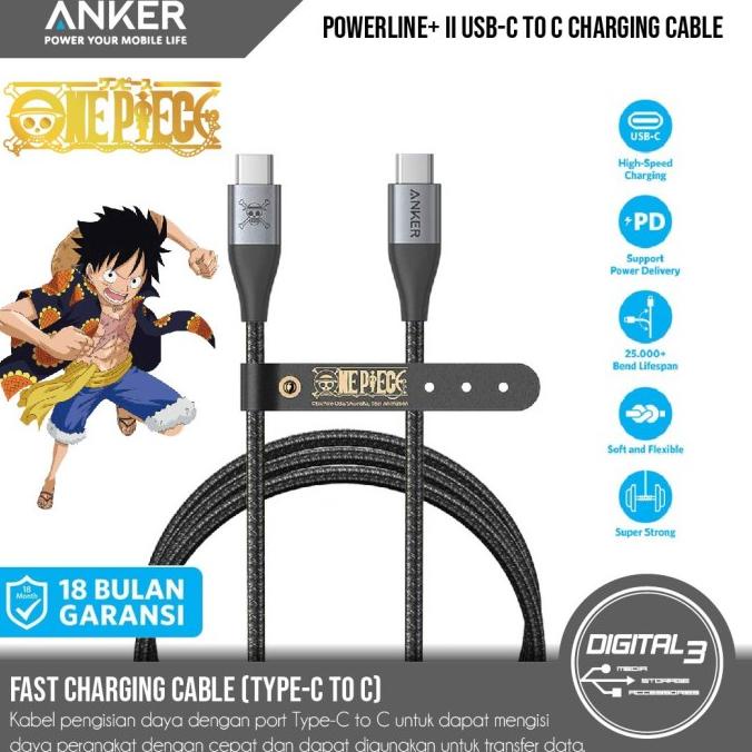 TERMURAH Anker One Piece PowerLine+ II USB-C to USB-C 60W 1.2M PD Cable A9540