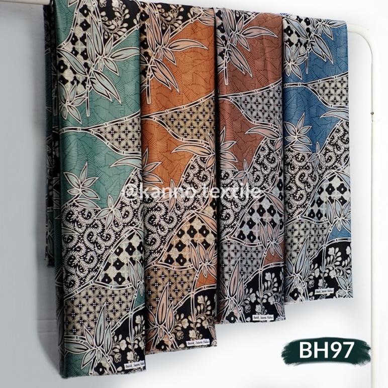 Kain Batik Halus Semi Sutra BH97 Motif Daun Liris Warna Oren/Pink/Biru/Hijau ktbud