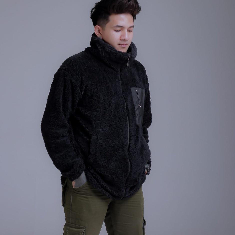 ✨New✨ INDIGO SHERPA JACKET BLACK JAKET BULU PRIA ??