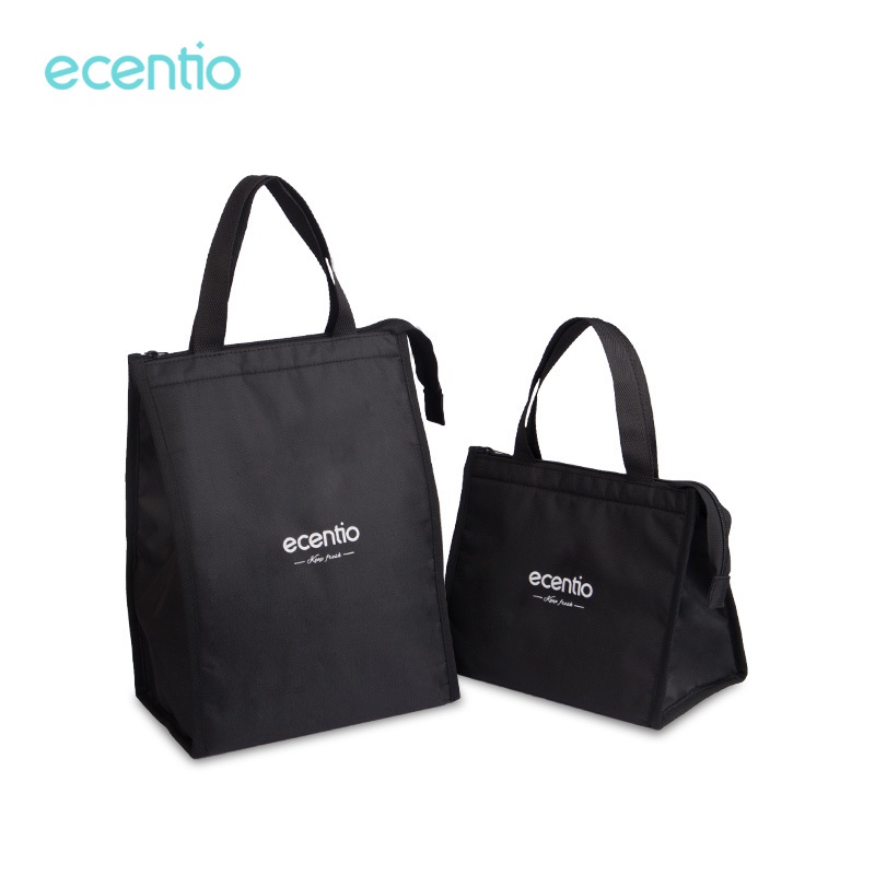 Ecentio tas bekal/tas kotak makan/tas tempat makan siang/lunch bag tote alumunium foil besar portabel/hitam