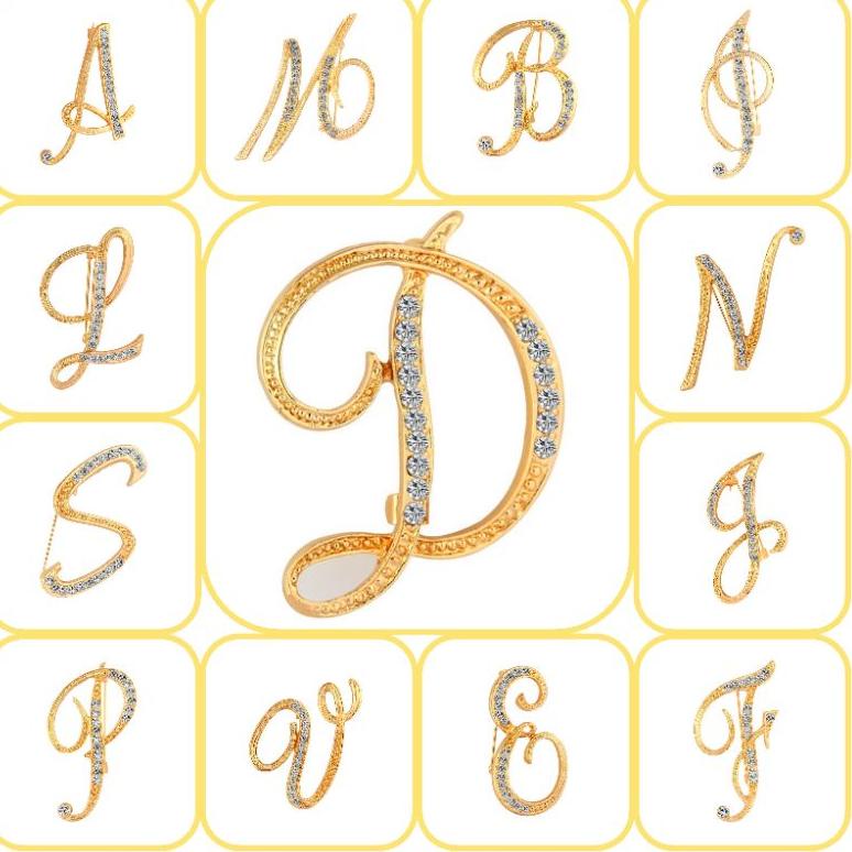 ✓ Bros inisial nama / Bros huruf Gold