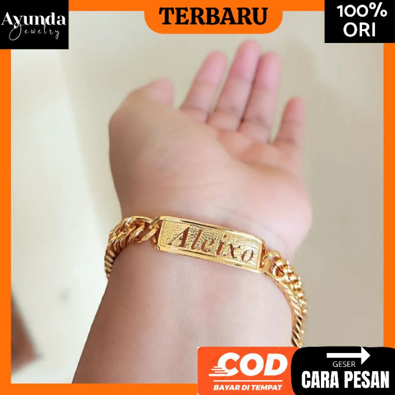 Gelang Titanium Custom Nama Anak/Dewasa anti karat