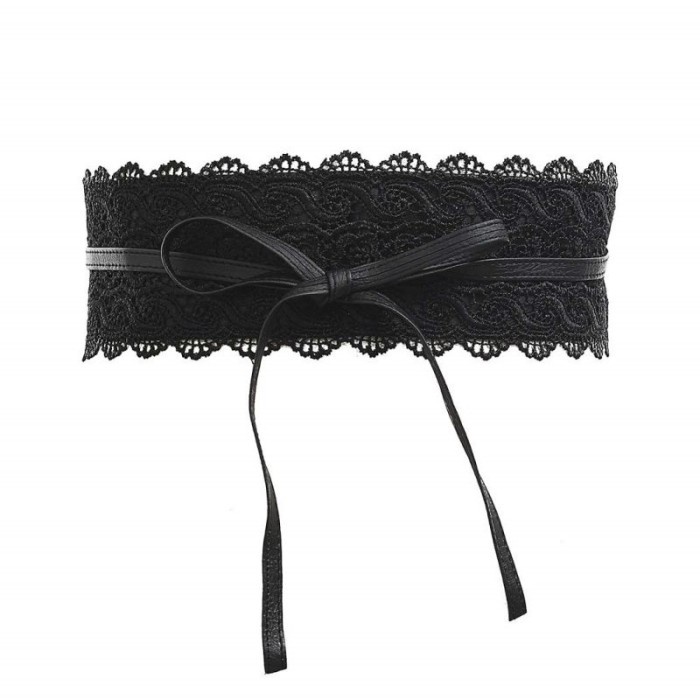 Gesper Wanita Ikat Renda Pinggang Fashion Lebar Belt Ikat Pinggang Lebar Kuli Hitam Belt Wanita Kere