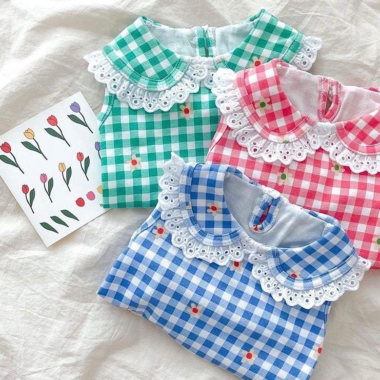 Berkualitas Gannie super soft korea lacey collar top Dijamin Senang