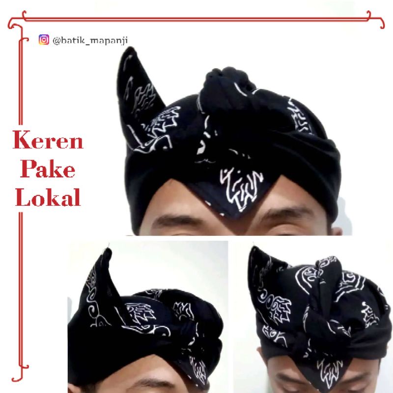 Iket / Udeng Jayabaya Khas Kediri Motif Lidah Api (Batik Tulis)