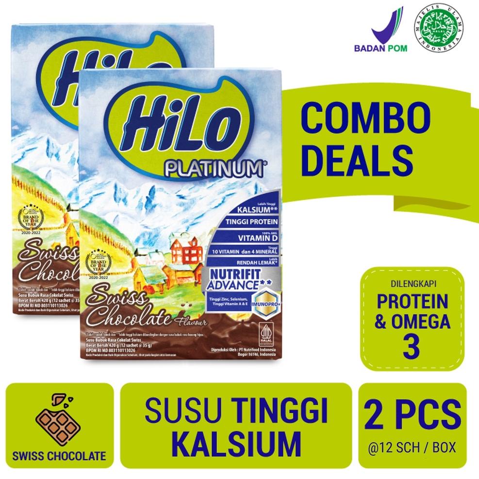 

❤[PROMO MURAH!!!]❤ Twin Pack - HiLo Platinum Swiss Chocolate (12 Sch) - Susu Tinggi Kalsium dengan Glukosamin & Omega 3