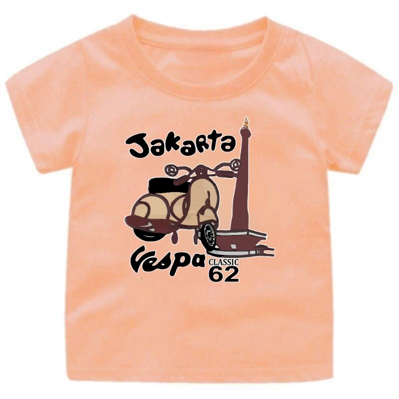 Baju kaos anak usia 1-12 Tahun Motif Jakarta Vespa