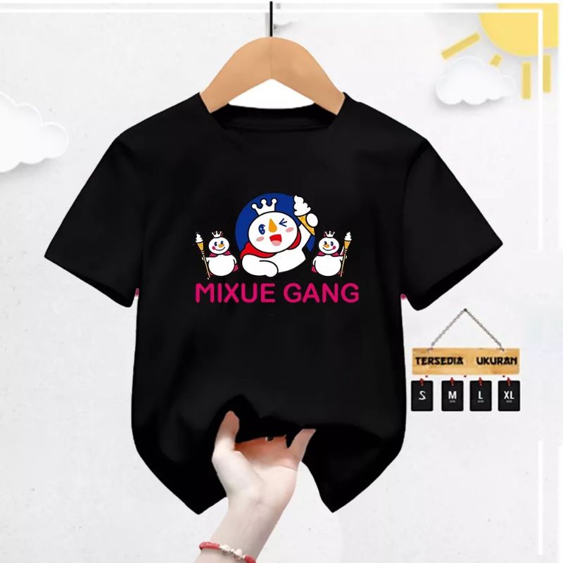 Baju Kaos Mixue Gang Anak Laki-laki Dan Perempuan Tshirt Atasan Unisex Kids Usia 2-10th